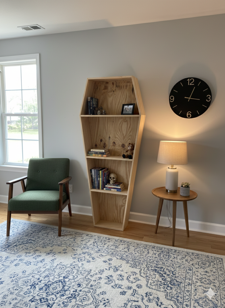 ⚰️ The Last Word Bookshelf: Coffin Edition ⚰️- LOCAL PICKUP ONLY - Image 3