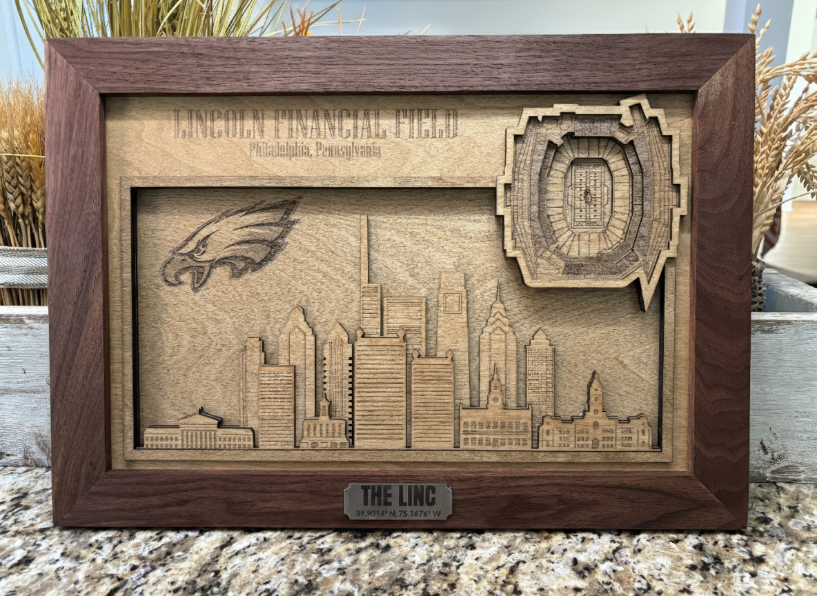 Handcrafted Wood Philadelphia Eagles Stadium