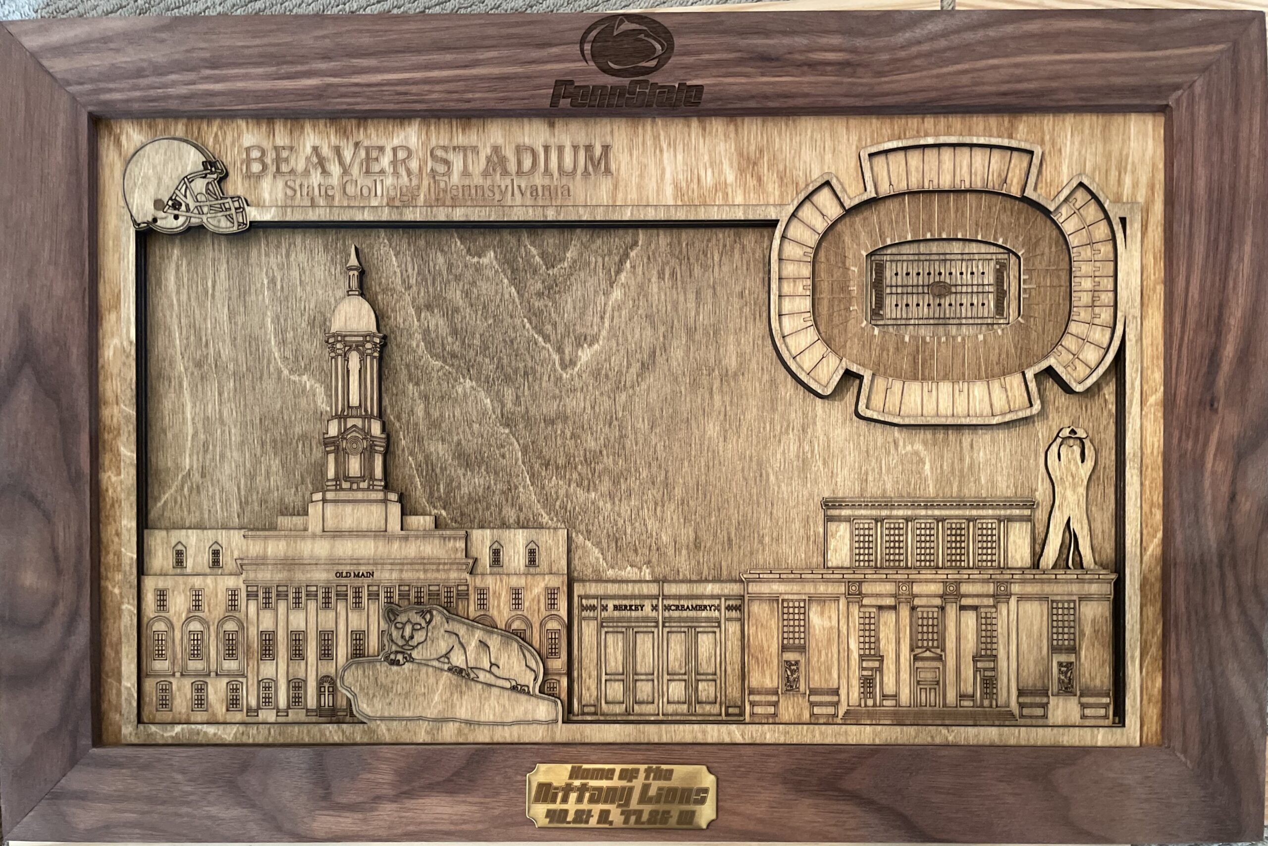 Handcrafted Wood Penn State Stadium